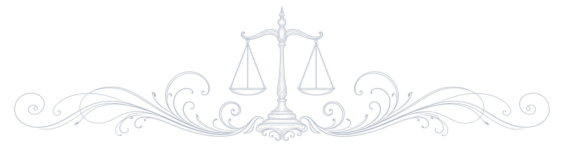 Waage der Justitia mit Ornament-Linien als Linienzeichnung